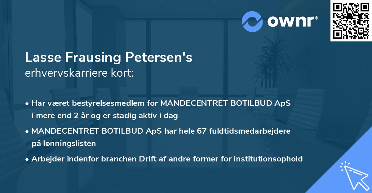 Lasse Frausing Petersen's erhvervskarriere kort