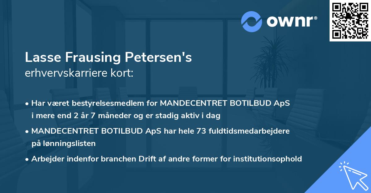 Lasse Frausing Petersen's erhvervskarriere kort