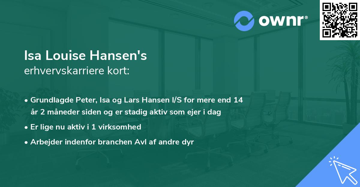 Isa Louise Hansen's erhvervskarriere kort
