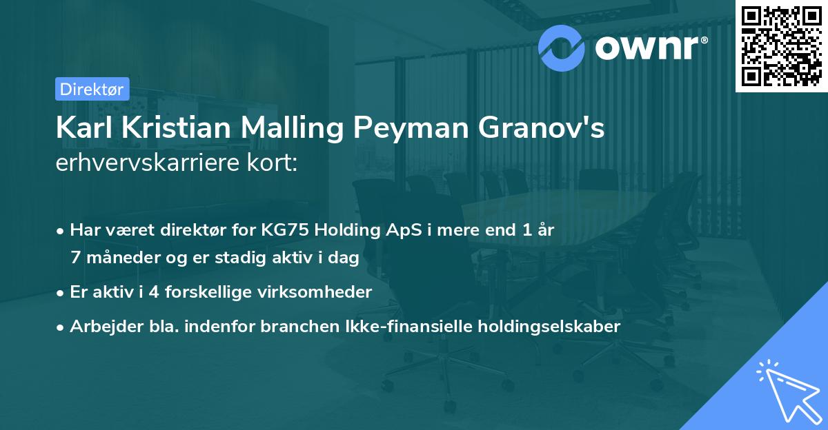 Karl Kristian Malling Peyman Granov's erhvervskarriere kort