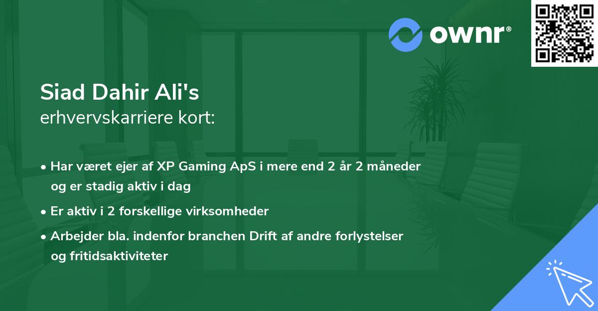 Siad Dahir Ali's erhvervskarriere kort
