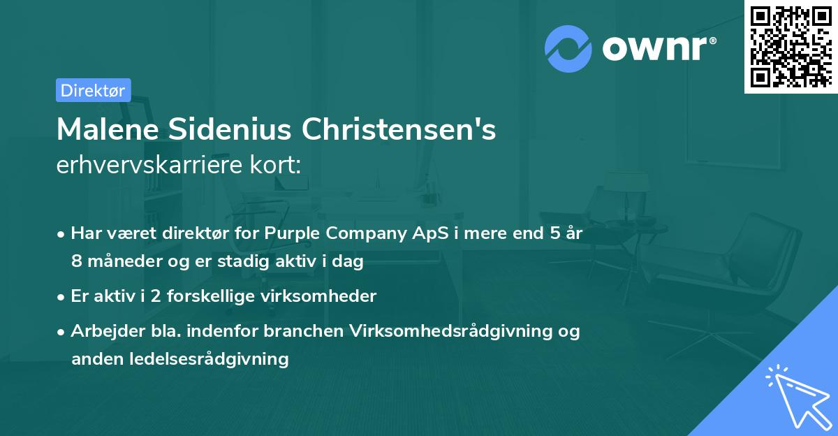 Malene Sidenius Christensen's erhvervskarriere kort
