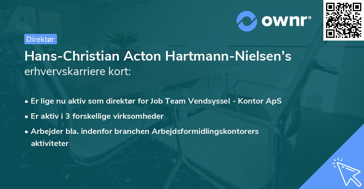 Hans-Christian Acton Hartmann-Nielsen's erhvervskarriere kort