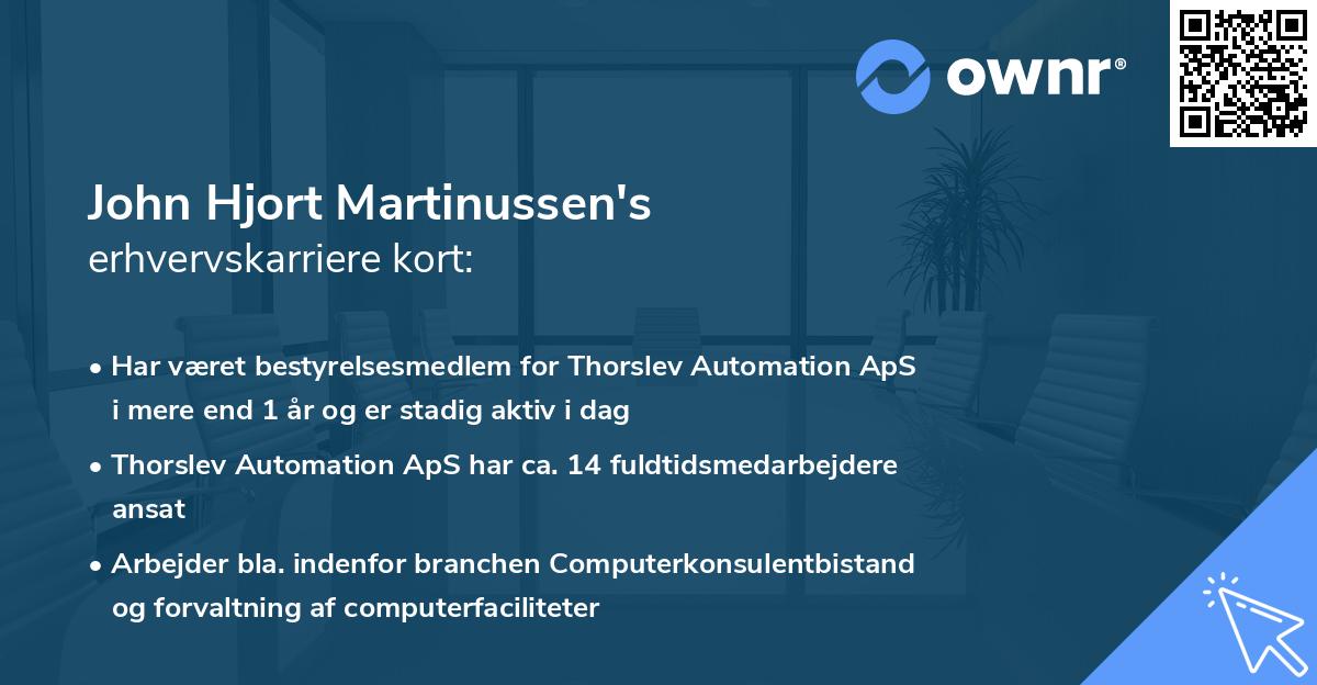 John Hjort Martinussen's erhvervskarriere kort