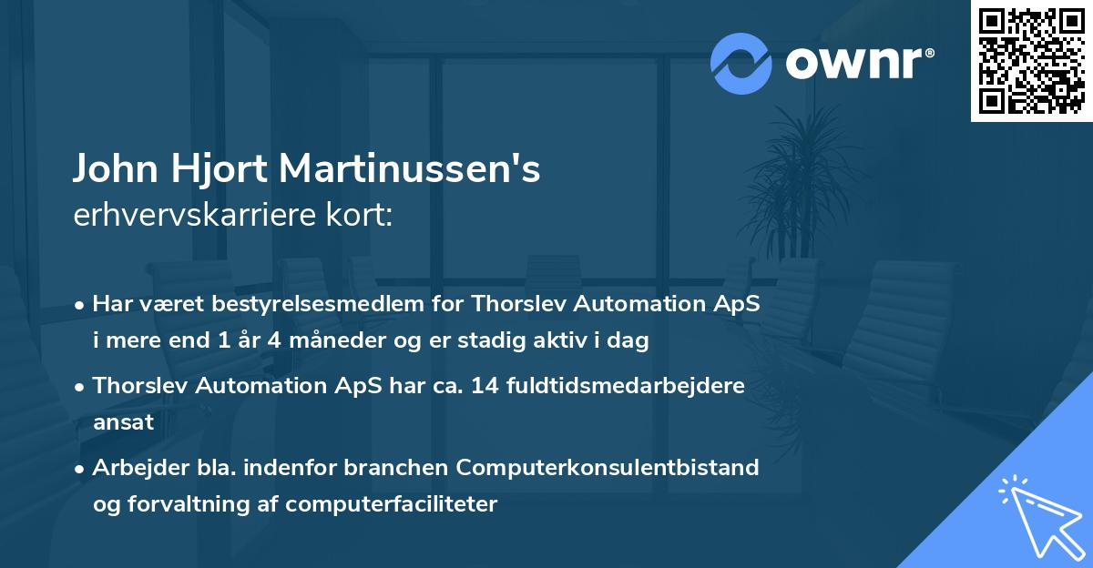 John Hjort Martinussen's erhvervskarriere kort