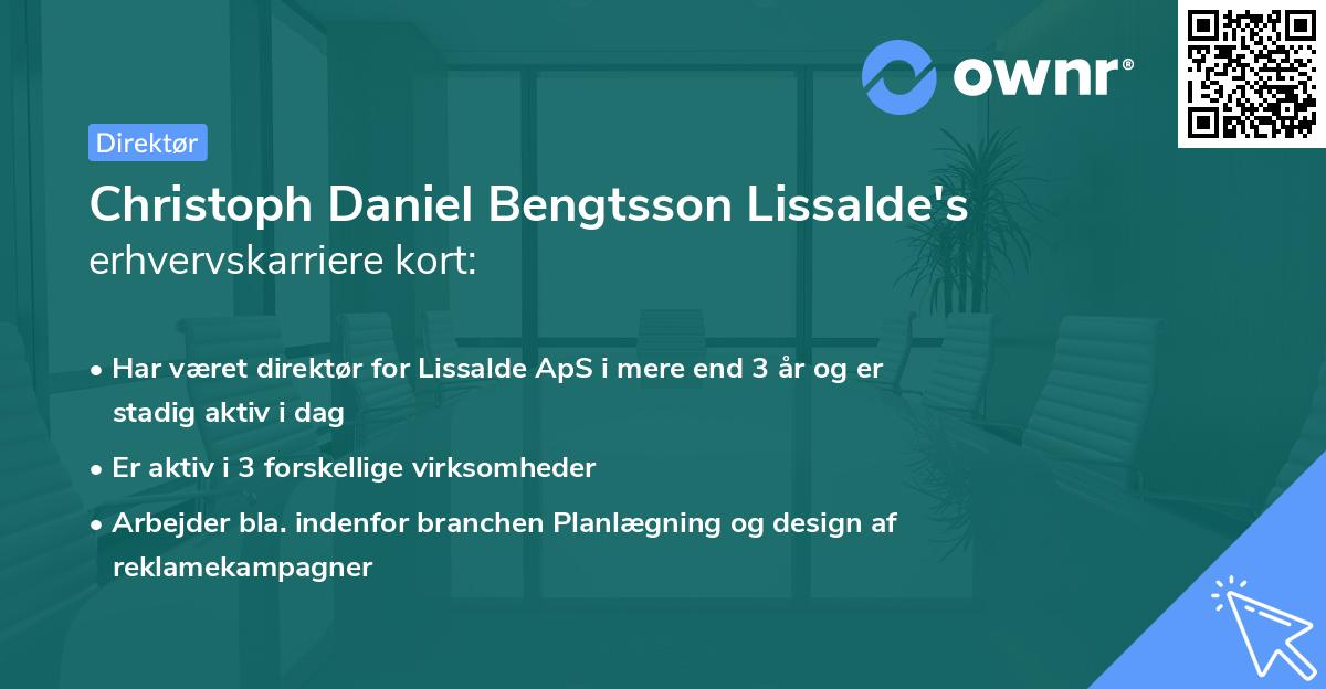 Christoph Daniel Bengtsson Lissalde's erhvervskarriere kort