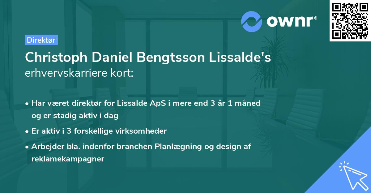 Christoph Daniel Bengtsson Lissalde's erhvervskarriere kort