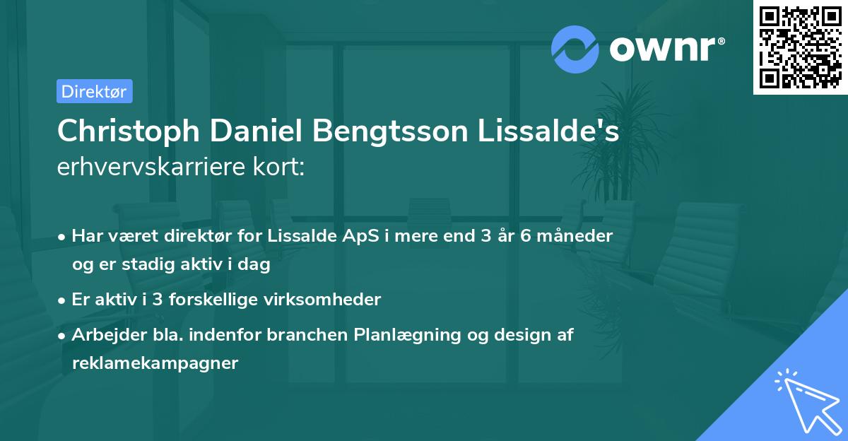 Christoph Daniel Bengtsson Lissalde's erhvervskarriere kort