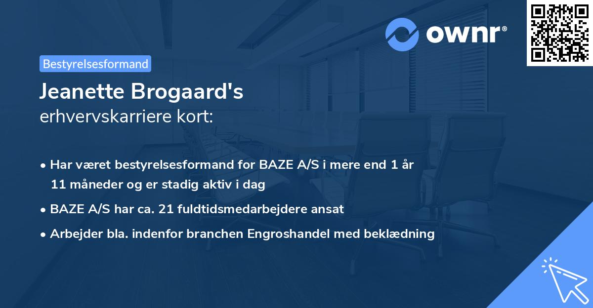 Jeanette Brogaard's erhvervskarriere kort