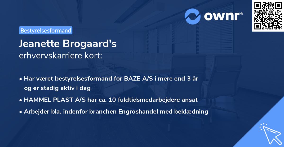 Jeanette Brogaard's erhvervskarriere kort