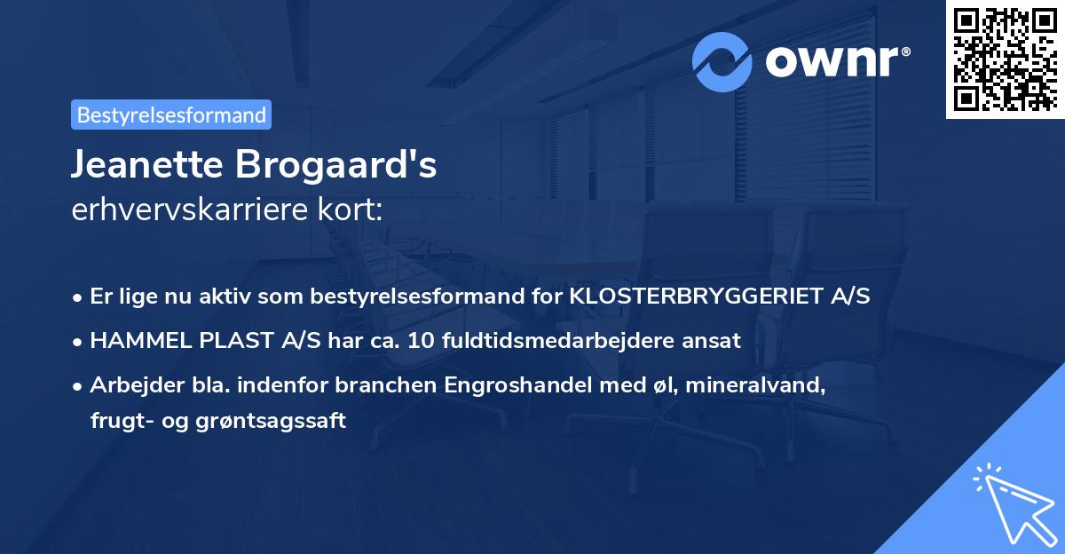 Jeanette Brogaard's erhvervskarriere kort