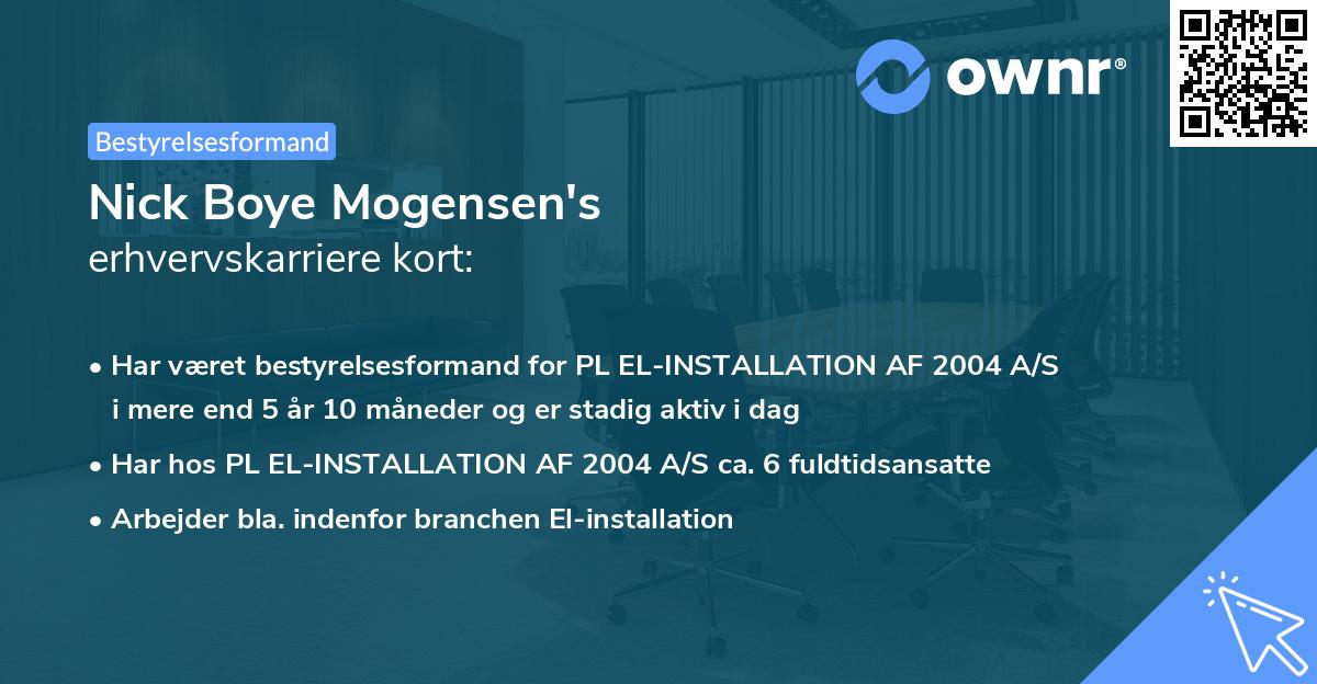 Nick Boye Mogensen's erhvervskarriere kort