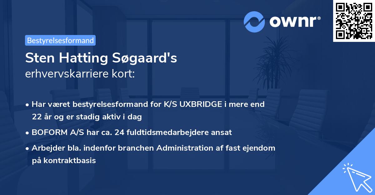Sten Hatting Søgaard's erhvervskarriere kort