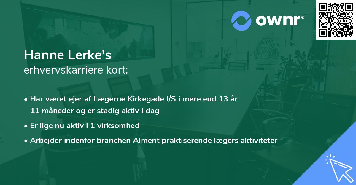 Hanne Lerke's erhvervskarriere kort