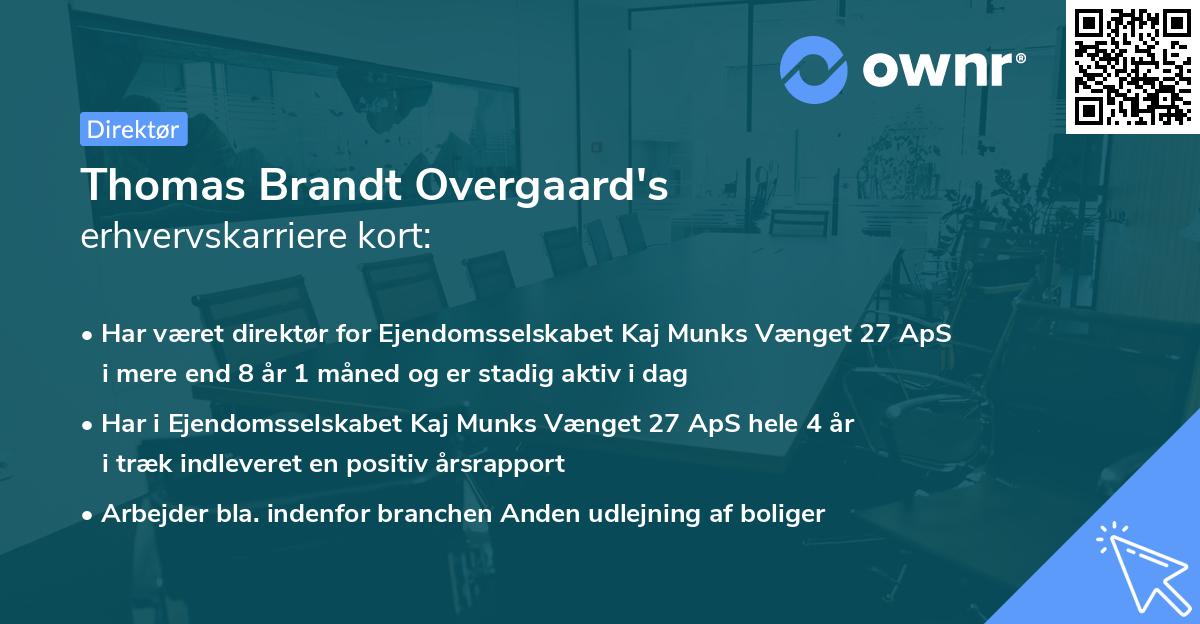 Thomas Brandt Overgaard's erhvervskarriere kort