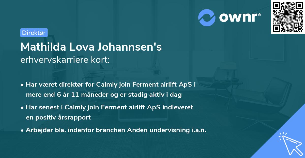 Mathilda Lova Johannsen's erhvervskarriere kort