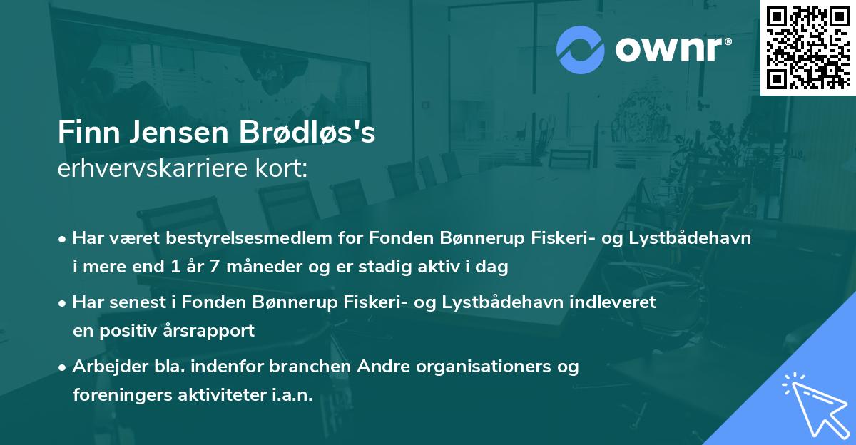 Finn Jensen Brødløs's erhvervskarriere kort