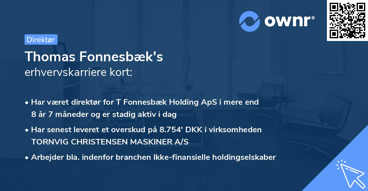 Thomas Fonnesbæk's erhvervskarriere kort