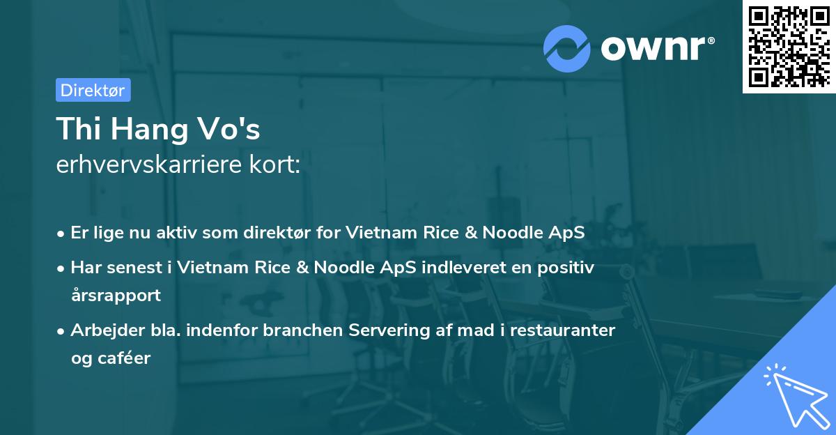 Thi Hang Vo's erhvervskarriere kort