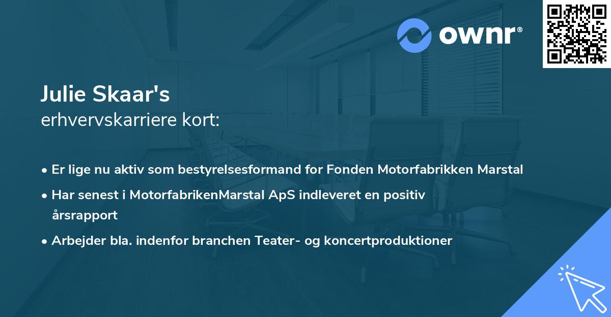 Julie Skaar's erhvervskarriere kort