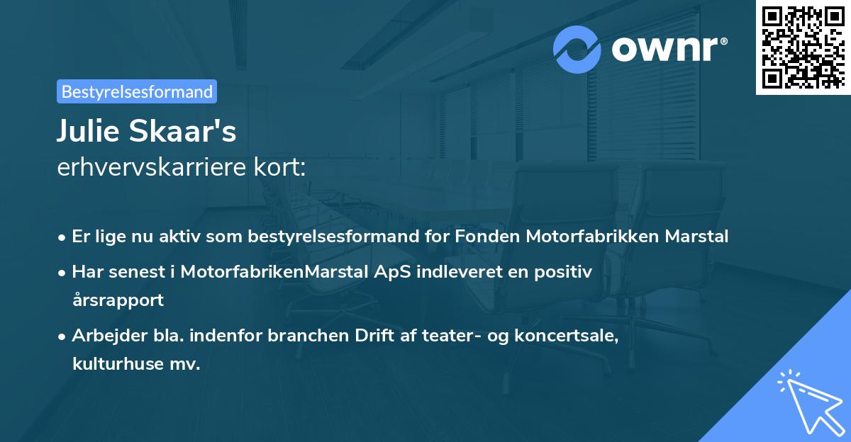Julie Skaar's erhvervskarriere kort