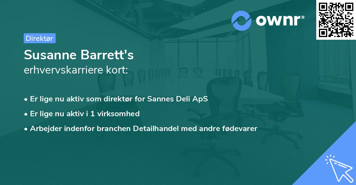 Susanne Barrett's erhvervskarriere kort