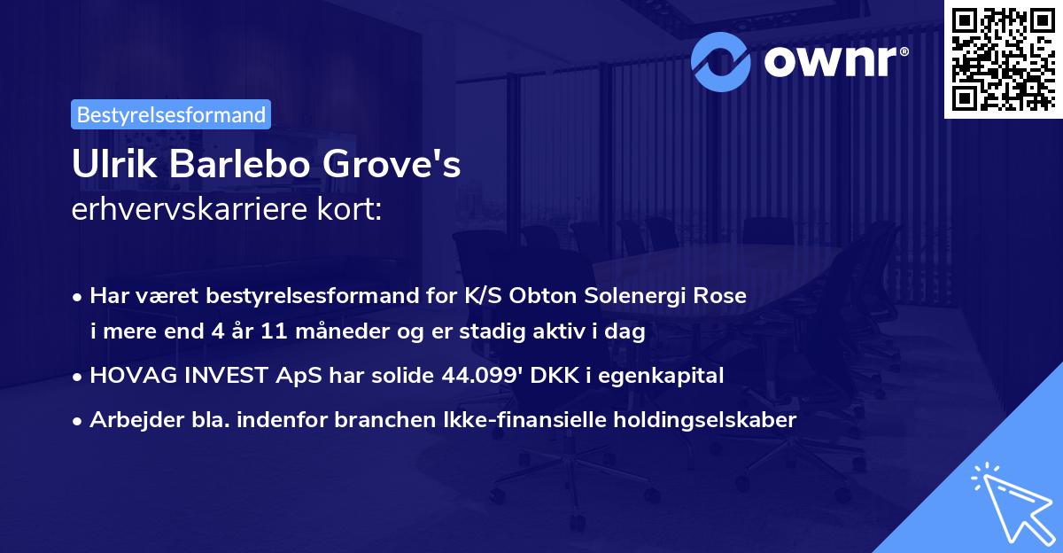 Ulrik Barlebo Grove's erhvervskarriere kort