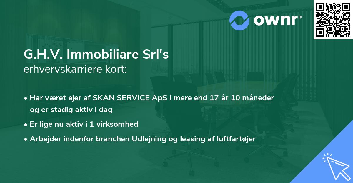 G.H.V. Immobiliare Srl's erhvervskarriere kort