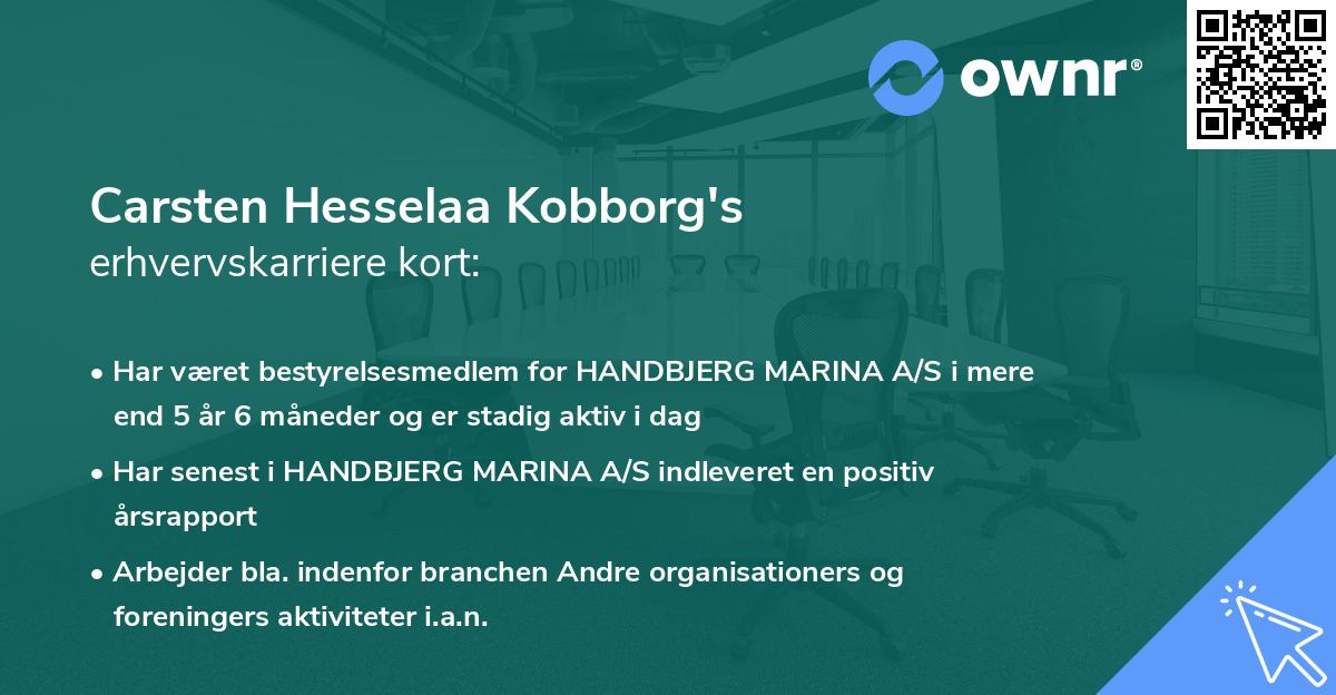 Carsten Hesselaa Kobborg's erhvervskarriere kort