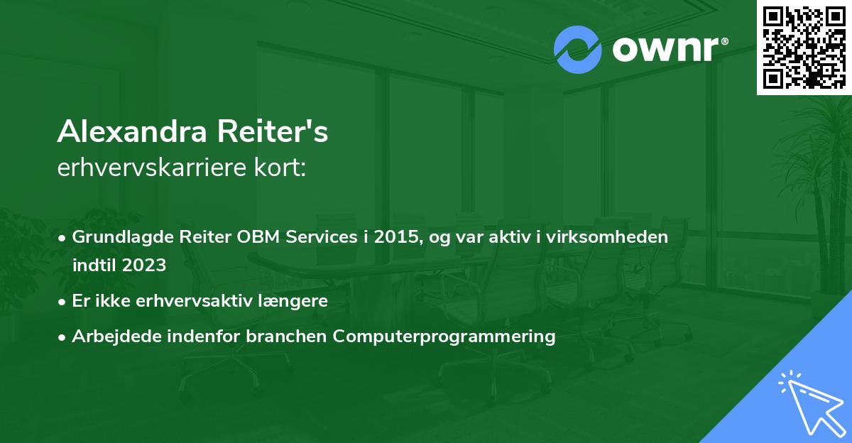 Alexandra Reiter's erhvervskarriere kort