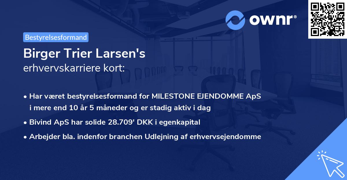 Birger Trier Larsen's erhvervskarriere kort