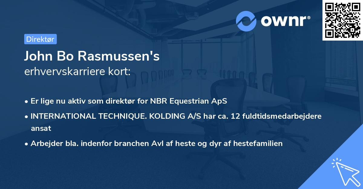 John Bo Rasmussen's erhvervskarriere kort