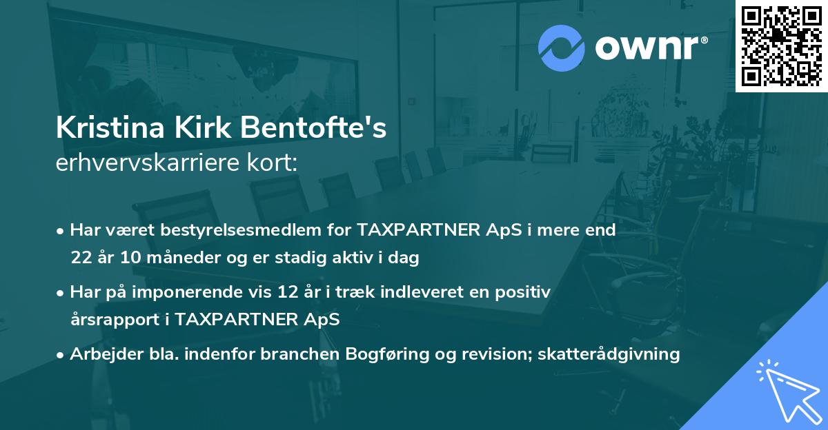Kristina Kirk Bentofte's erhvervskarriere kort