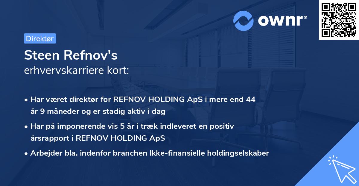 Steen Refnov's erhvervskarriere kort