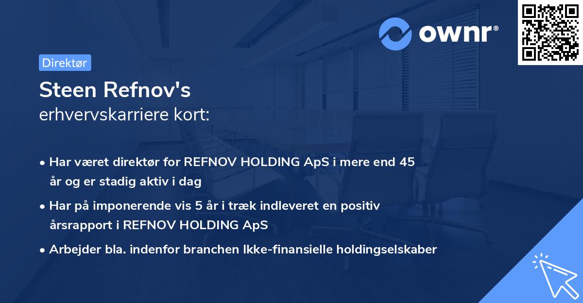 Steen Refnov's erhvervskarriere kort