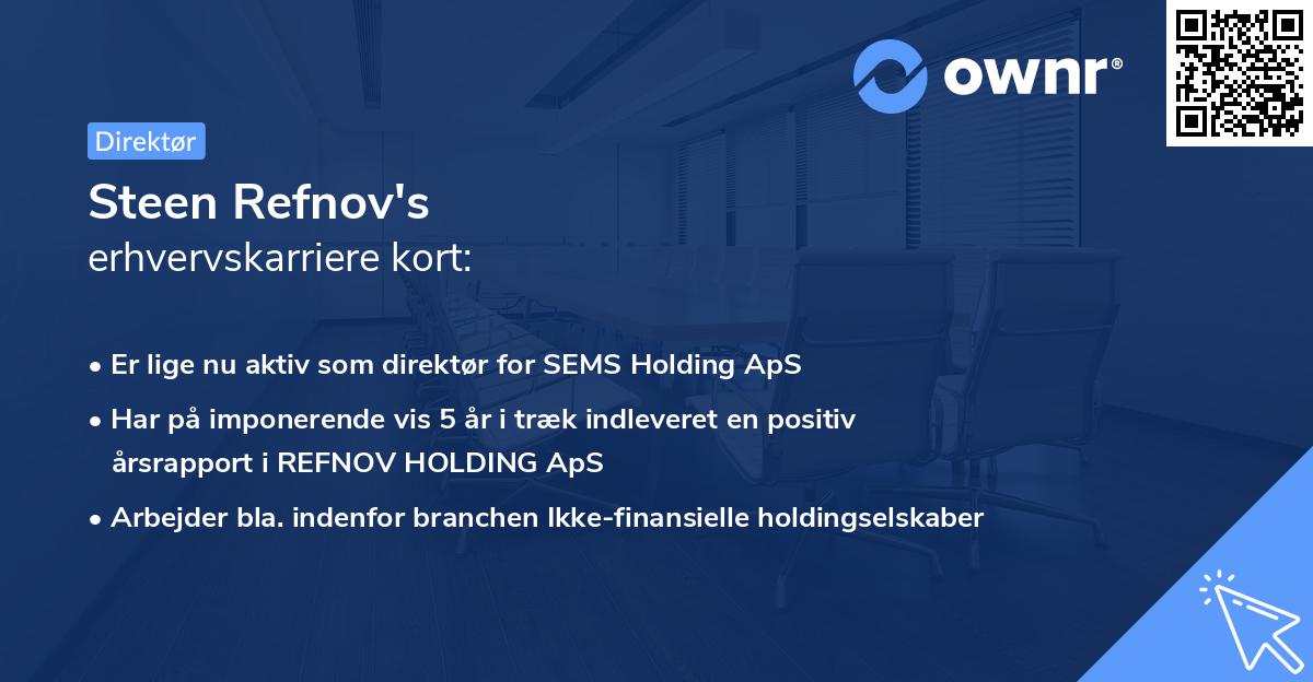 Steen Refnov's erhvervskarriere kort