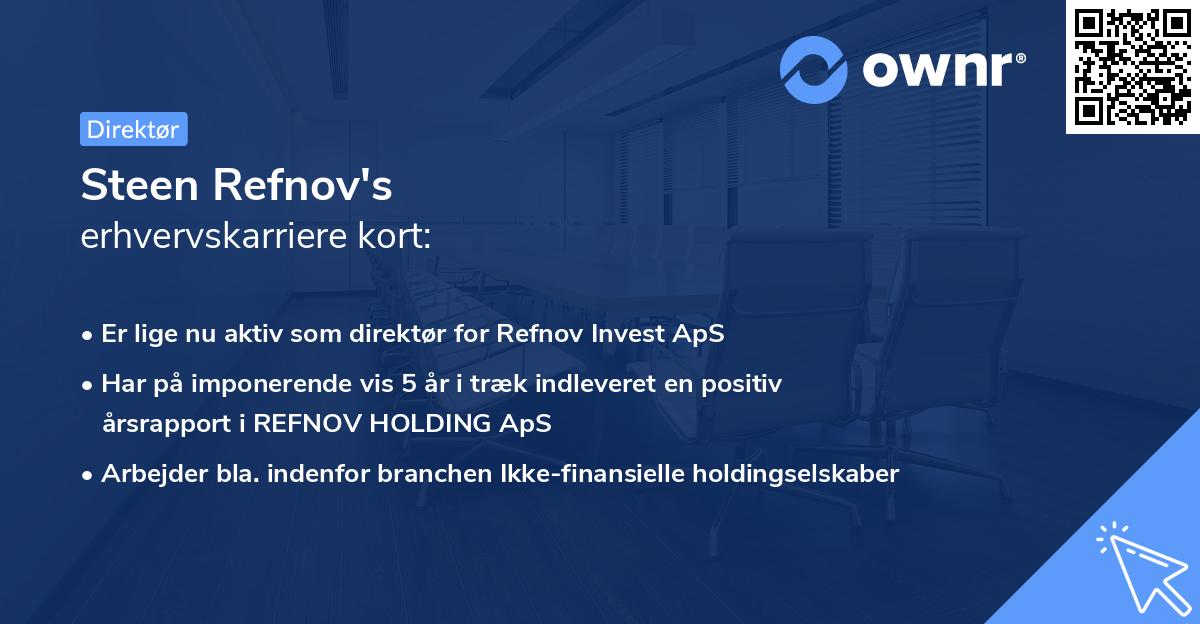 Steen Refnov's erhvervskarriere kort