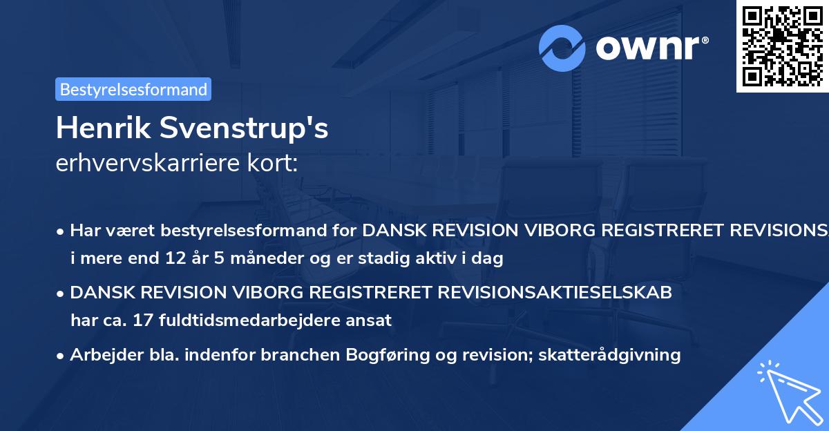 Henrik Svenstrup's erhvervskarriere kort