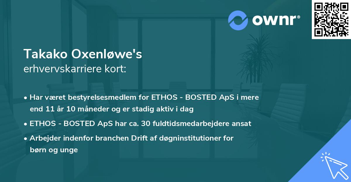 Takako Oxenløwe's erhvervskarriere kort