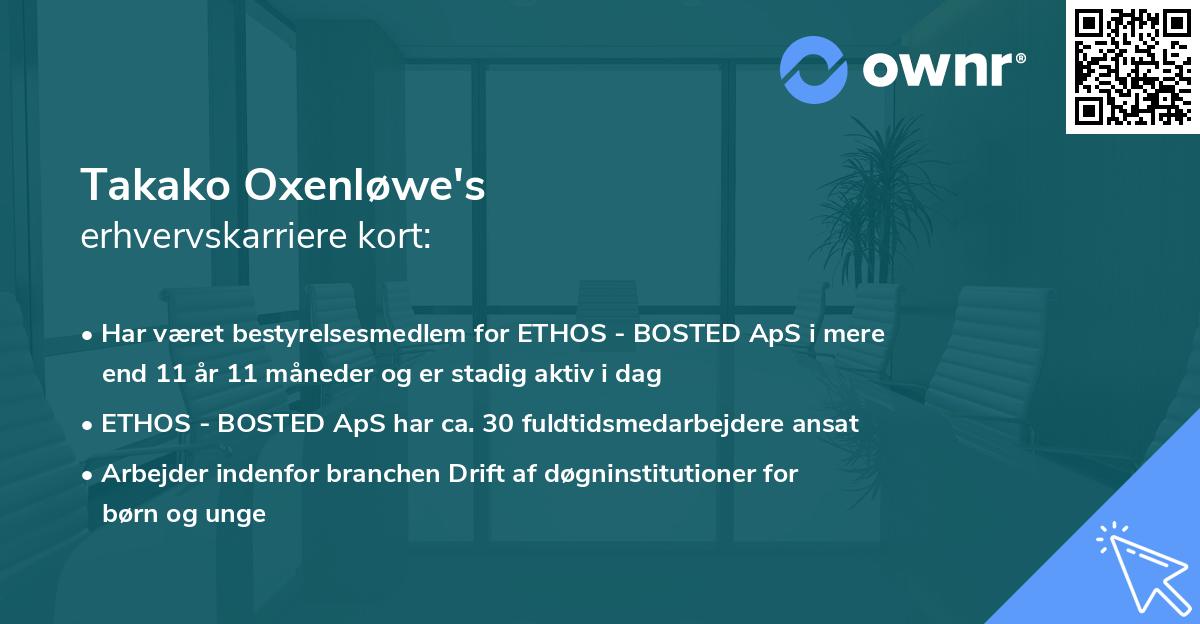 Takako Oxenløwe's erhvervskarriere kort