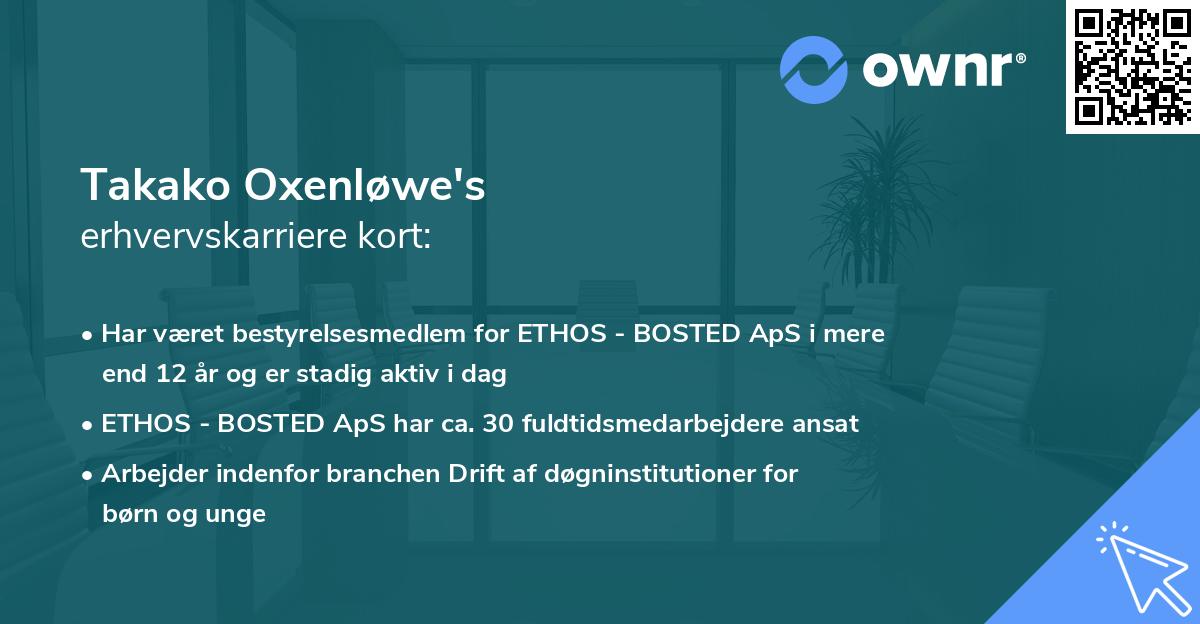 Takako Oxenløwe's erhvervskarriere kort