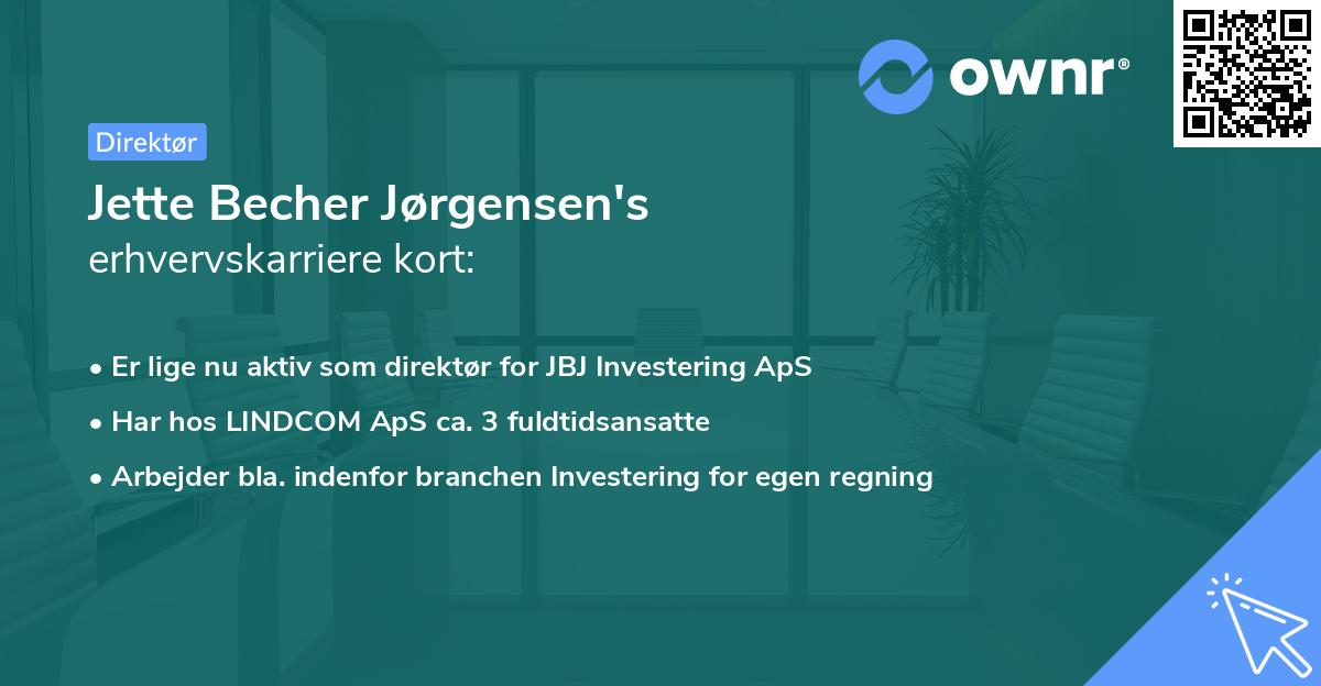 Jette Becher Jørgensen's erhvervskarriere kort