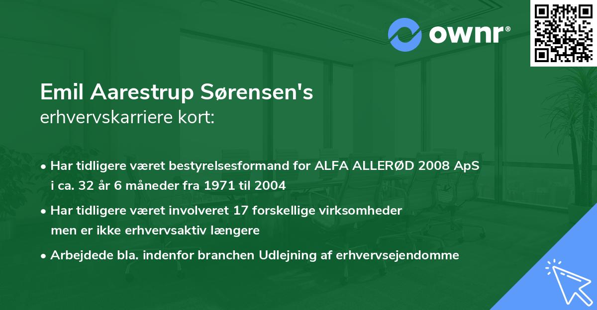 Emil Aarestrup Sørensen's erhvervskarriere kort
