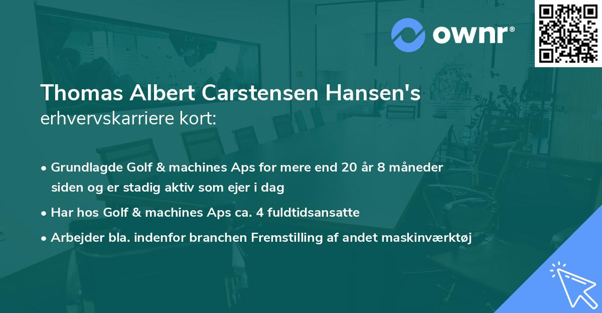 Thomas Albert Carstensen Hansen's erhvervskarriere kort