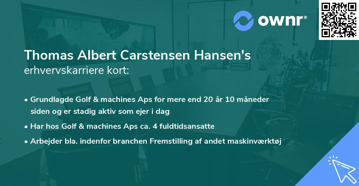 Thomas Albert Carstensen Hansen's erhvervskarriere kort