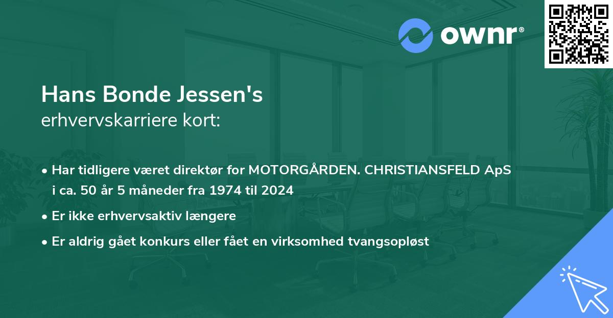 Hans Bonde Jessen's erhvervskarriere kort