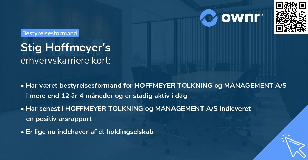 Stig Hoffmeyer's erhvervskarriere kort