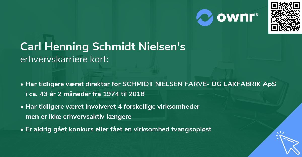 Carl Henning Schmidt Nielsen's erhvervskarriere kort