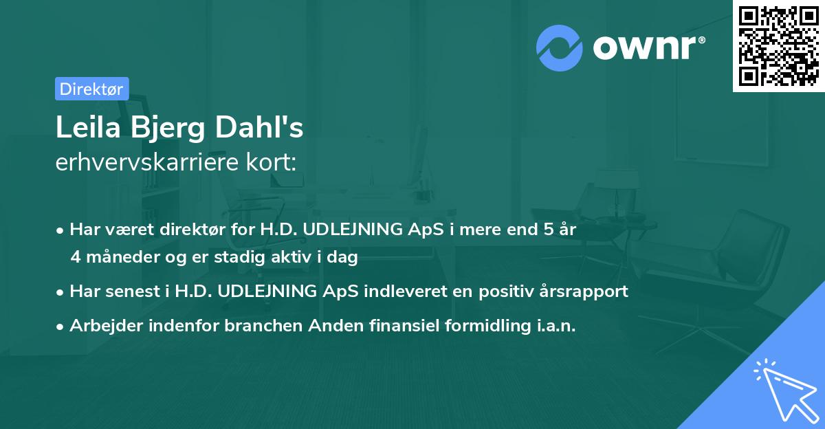 Leila Bjerg Dahl's erhvervskarriere kort