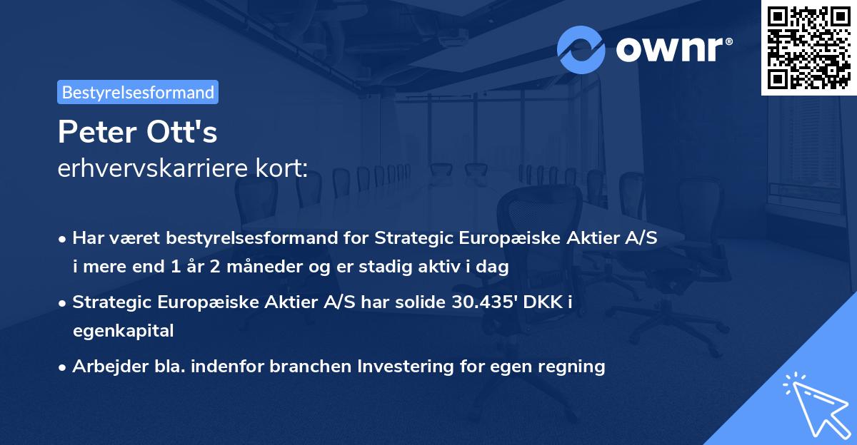 Peter Ott's erhvervskarriere kort